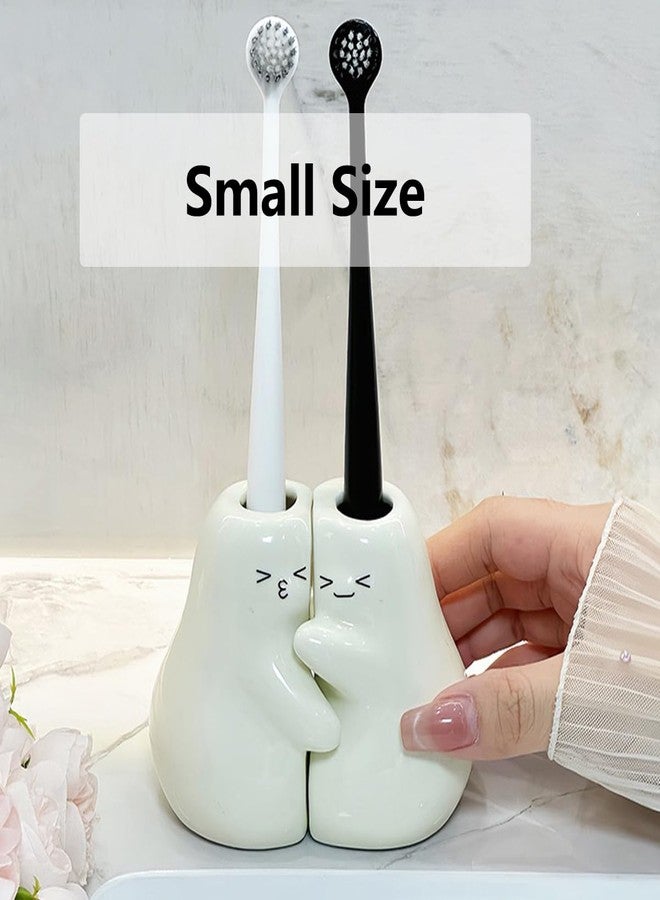 Tuioyoc Ceramic Toothbrush Holder for Bathroom, Set of 2 Cute Tooth Brush Holders Pencil Holder for Bathroom Countertop Home Office Table Decor - Image 2