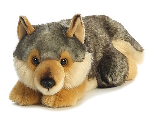 Aurora Realistic Miyoni Lying Wolf Stuffed Animal Lifelike Details Make a Cherished Companion Perfect for Decorating Bedrooms or Classrooms Gray 115 Inches - Image 1