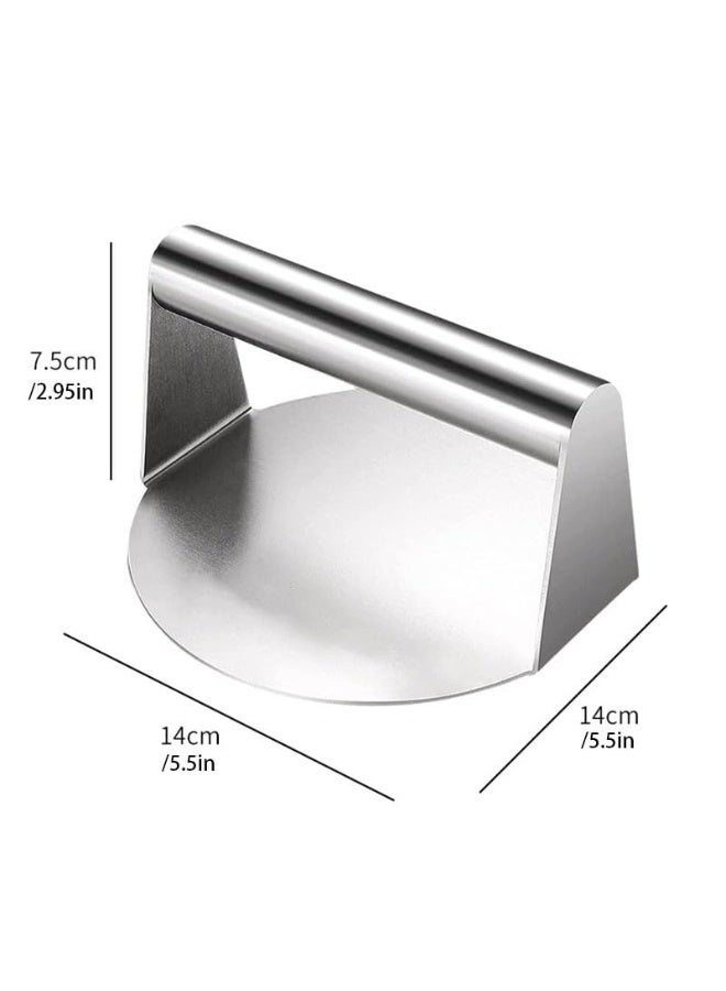 Stainless Steel Burger Press,14cm Round Smash Burger Press,Professional Griddle Accessories Kit for Flat Top Grill, Hamburger Patty Maker and Squeeze Grease, Easy to Clean  - Image 3