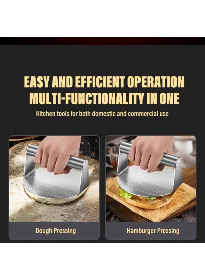 Stainless Steel Burger Press,14cm Round Smash Burger Press,Professional Griddle Accessories Kit for Flat Top Grill, Hamburger Patty Maker and Squeeze Grease, Easy to Clean  - Image 2
