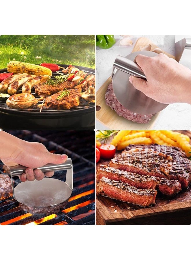 Stainless Steel Burger Press,14cm Round Smash Burger Press,Professional Griddle Accessories Kit for Flat Top Grill, Hamburger Patty Maker and Squeeze Grease, Easy to Clean  - Image 5