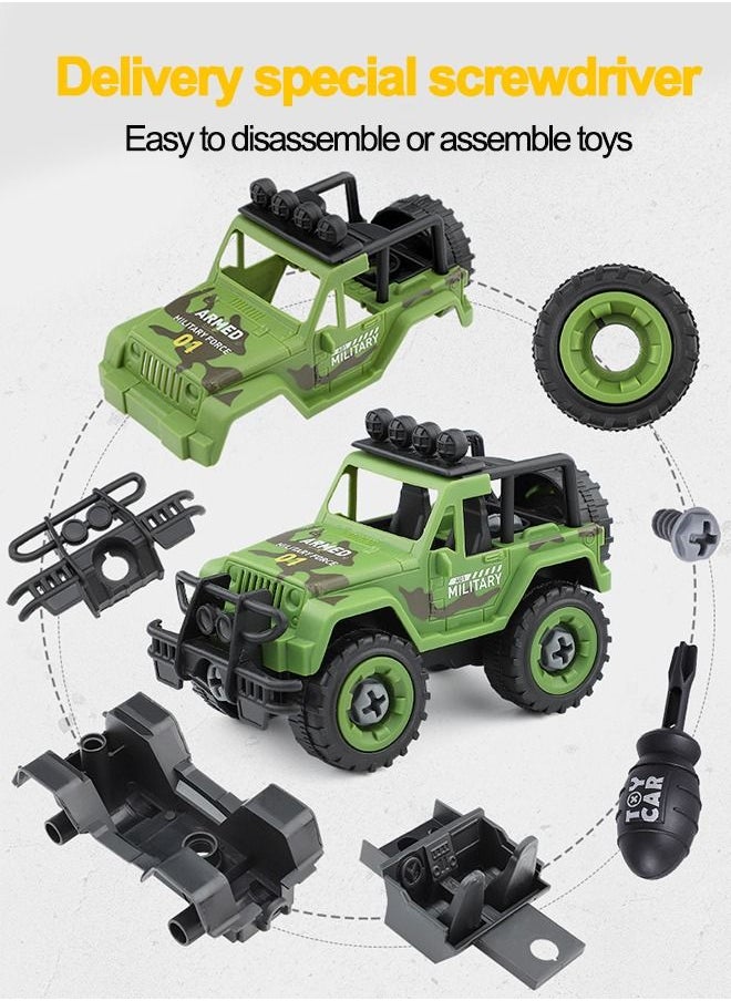 DIY Disassembly Building Block Car Set Assemble Tank Airplane Battleship Car Kit Engineering Vehicle with Screwdriver STEM Educational Learning Game Toys