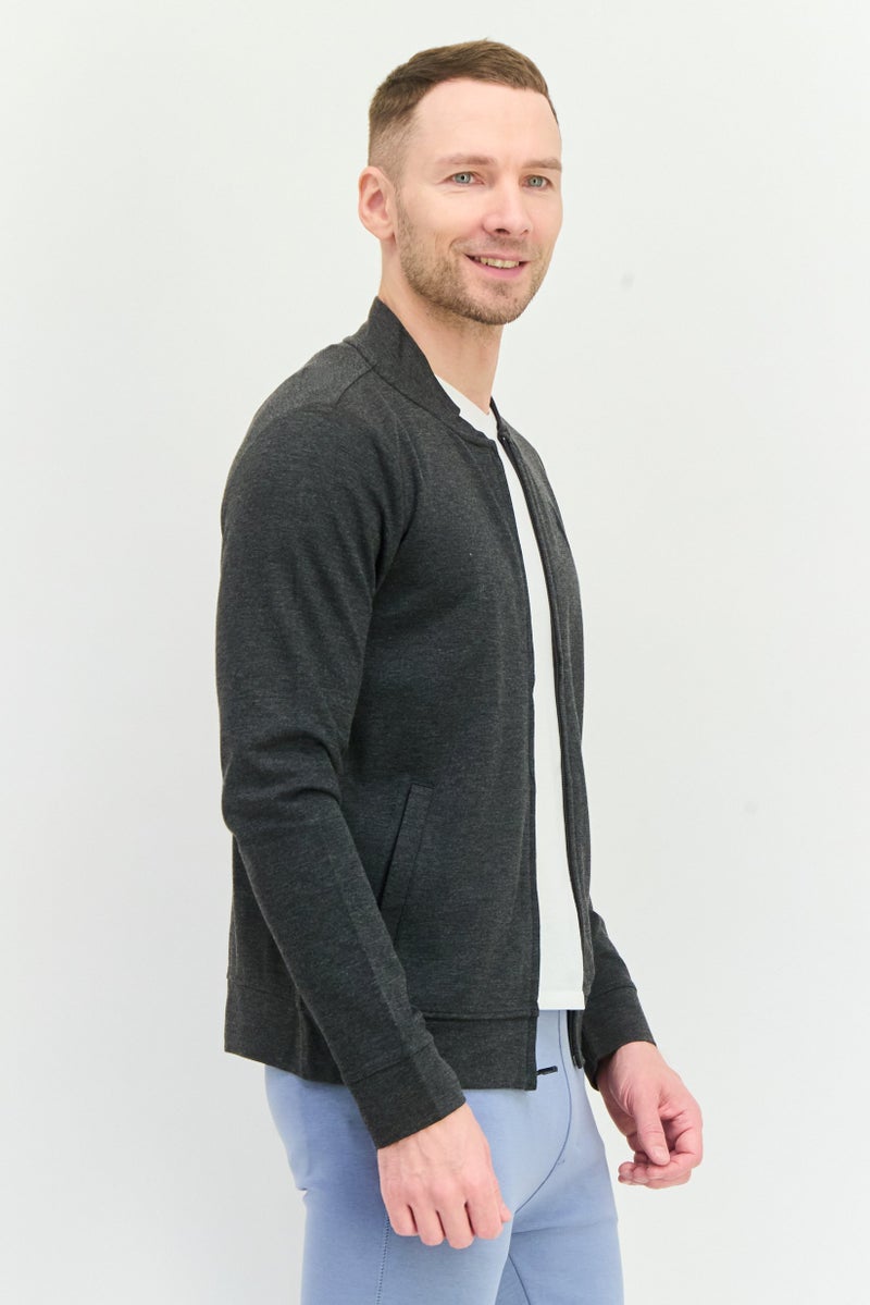 SKECHERS Men Sportswear Fit Long Sleeve Outdoor Sweatshirt, Charcoal - Image 2