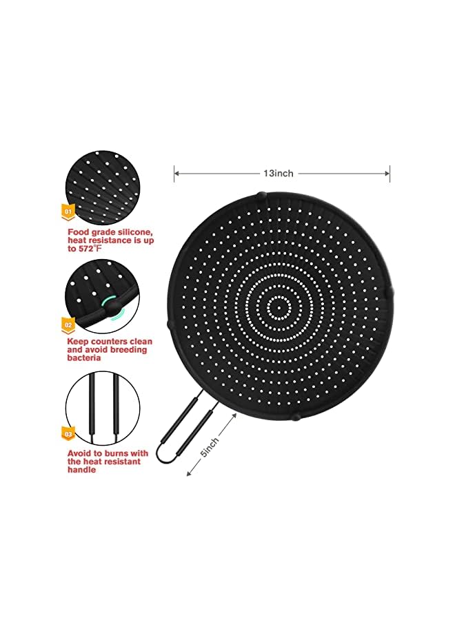 SYOSI Splatter Screen for Frying Pan 13”, Multi-Use Grease Splatter Guard Heat Resistant to Hot Oil Food Safety Oil Splash Guard - Image 3