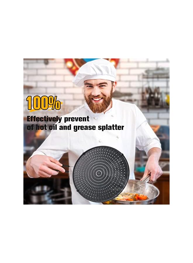 SYOSI Splatter Screen for Frying Pan 13”, Multi-Use Grease Splatter Guard Heat Resistant to Hot Oil Food Safety Oil Splash Guard - Image 2