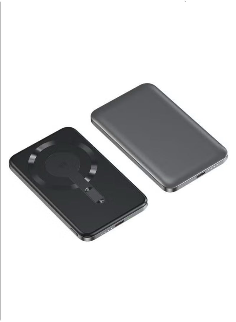 IQ TOUCH MagPower 7 5000mAh Super Slim Magnetic Powerbank - 20W PD / 15W Wireless USB-C Input/Output, MagSafe Compatible - Black Colour - Image 1