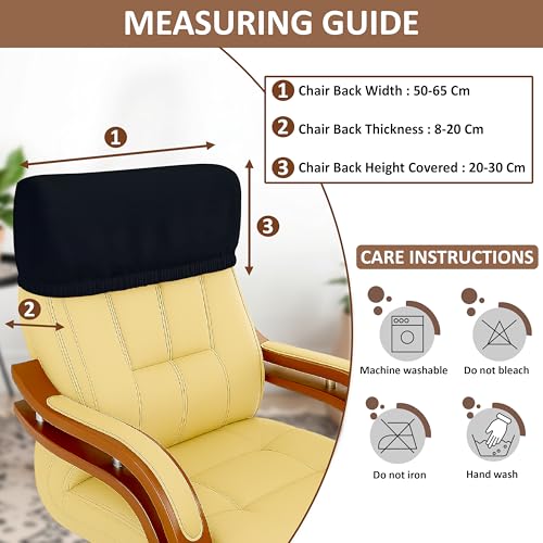 HOTKEI 200GSM Black Boss Office Chair Headrest Cover Stretchable Elastic Removable Washable Office Computer Executive Rotating Chair Headrest Slipcover Dust and Hair Oil Stain Scratch Proof Protector - Image 4