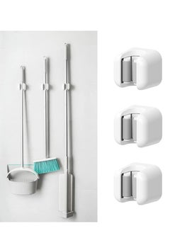 KASTWAVE Mop Holder 3 PCS Wall Mount Broom Stands Rack, Sturdy Self-Adhesive Cleaning Supplies Organizer, Anti-Slip Mop and Broom Holders, Wall Gripper for Bathroom, Kitchen, Garden, Garage Storage  - Image 1