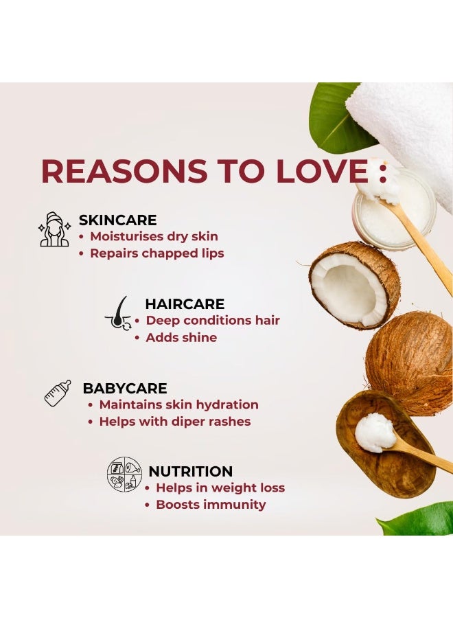 The Tribe Concepts Extra Virgin Coconut Oil, All Natural Moisturizer, Face Cream, Body & Hair Massage Oil, 100% Chemical Free & Natural - 200 ml - Image 3
