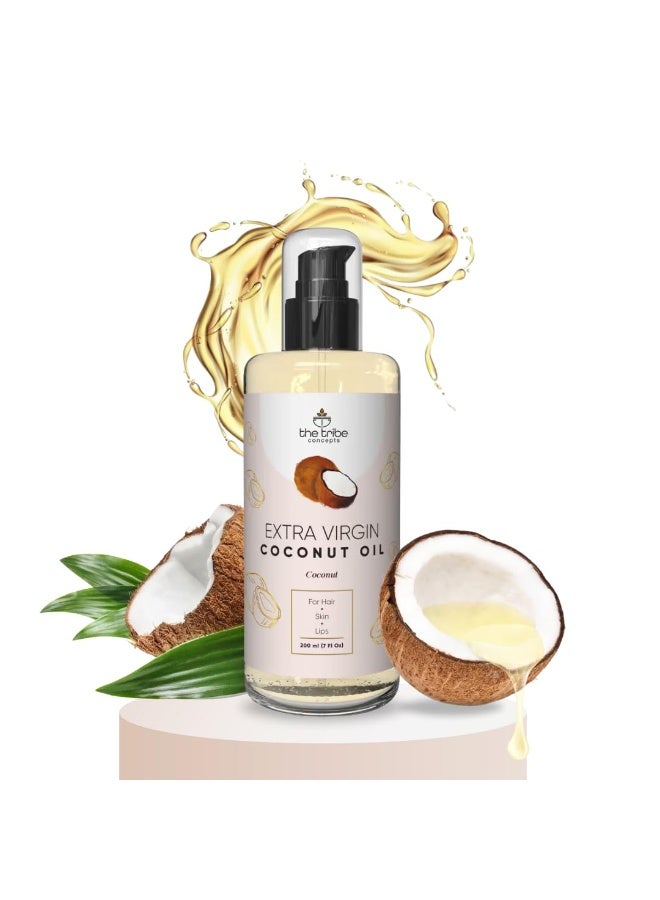 The Tribe Concepts Extra Virgin Coconut Oil, All Natural Moisturizer, Face Cream, Body & Hair Massage Oil, 100% Chemical Free & Natural - 200 ml - Image 1