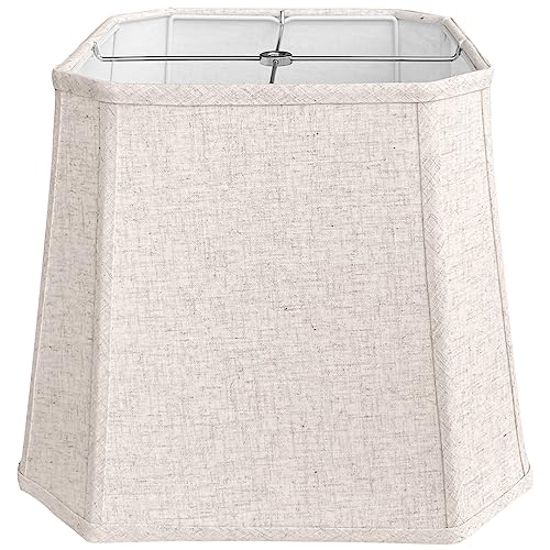 TOOTOO STAR Square cut corner lampshade, 10x13x10.5 inch medium table lamp shade floor lamp Beige Lamp shades Natural Linen Hand Crafted, Easy Assembly Required - Image 1