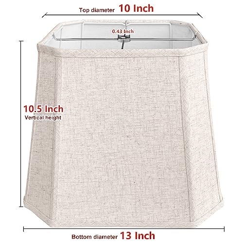 TOOTOO STAR Square cut corner lampshade, 10x13x10.5 inch medium table lamp shade floor lamp Beige Lamp shades Natural Linen Hand Crafted, Easy Assembly Required - Image 2