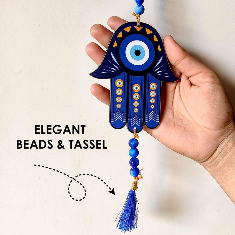 SOLOBOLO Engineered Wood Evil Eye Wall Hanging Home Decor Items for Entrance Nazar Battu Style Butterfly 3 Tier - Image 3