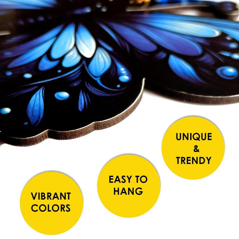 SOLOBOLO Engineered Wood Evil Eye Wall Hanging Home Decor Items for Entrance Nazar Battu Style Butterfly 3 Tier - Image 2