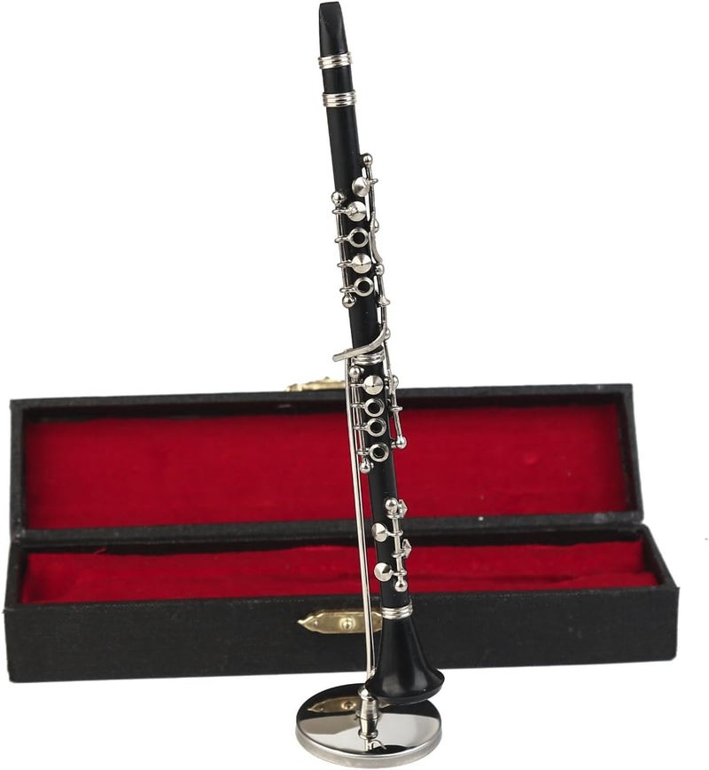Dselvgvu Miniature Clarinet with Stand and Case Mini Musical Instrument Clarinet Replica Collectible Figurines Dollhouse Accessories Model Home Decoration Display Ornament (7.28") - Image 5