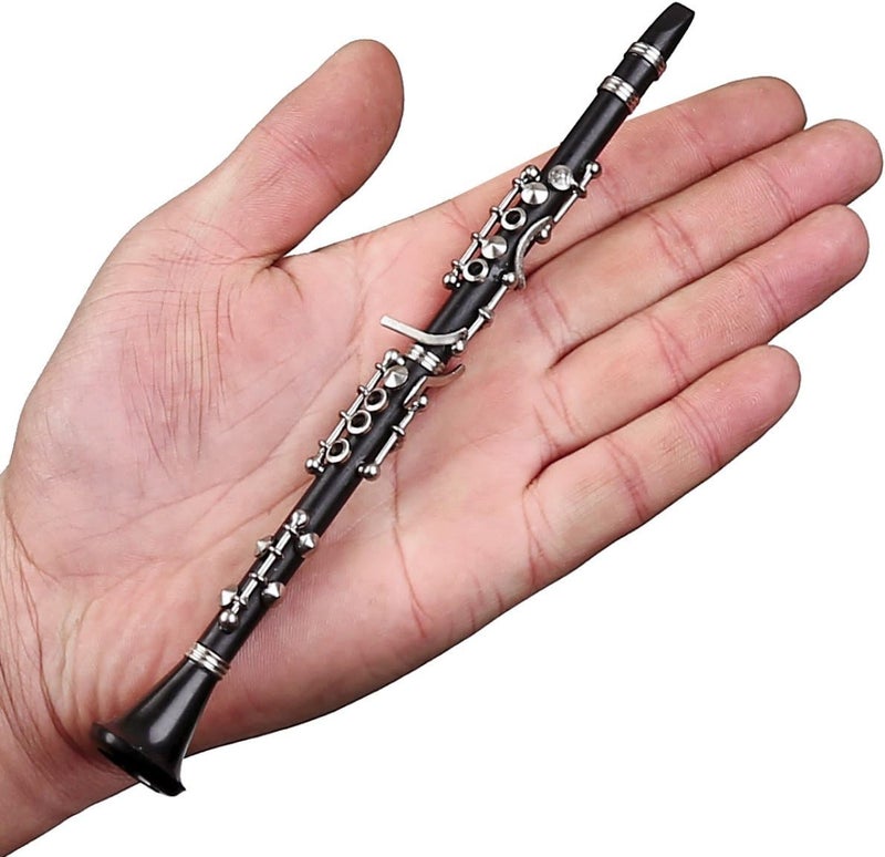 Dselvgvu Miniature Clarinet with Stand and Case Mini Musical Instrument Clarinet Replica Collectible Figurines Dollhouse Accessories Model Home Decoration Display Ornament (7.28") - Image 2