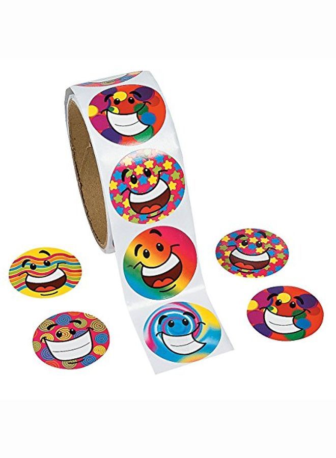 Fun Express Funky Smile Face Stickers (100Pc) Stationery Stickers Stickers Roll 100 Pieces - Image 1