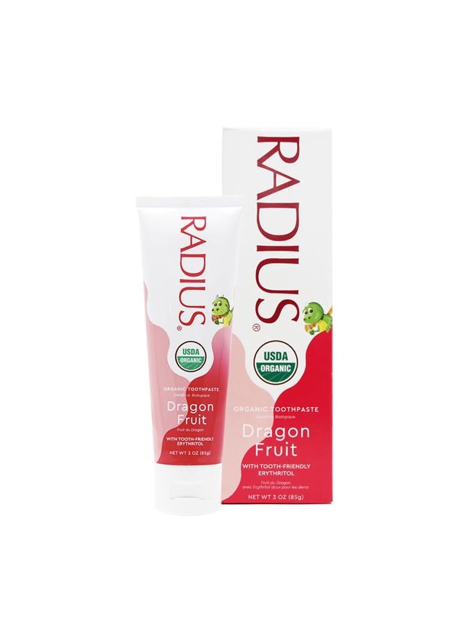 Radius Toddler Toothbrush and Toothpaste Bundle for Kids, 2 Pack Totz Plus Silky Soft Brush in White/Sapphire Blue and Green/Yellow and 1 Count Dragon Fruit Toothpaste, For Children 18 Months and Up - Image 4