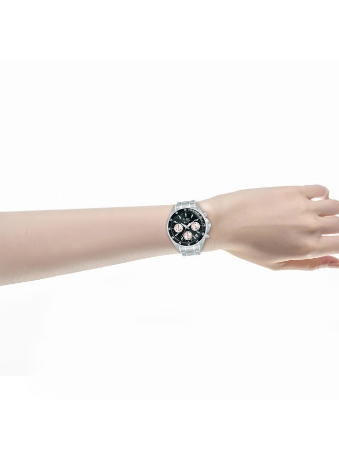 Alba Active Chronograph Women’s Watch AT3K93X1, 36 mm Black & Light Pink Dial, Stainless Steel Case & Bracelet, 100 m WR - Image 4
