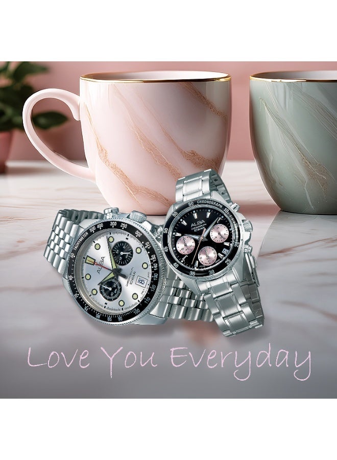 Alba Active Chronograph Women’s Watch AT3K93X1, 36 mm Black & Light Pink Dial, Stainless Steel Case & Bracelet, 100 m WR - Image 5