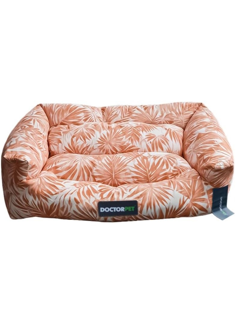 DOCTERPET Doctor Pet Makaron Series Rectangle Pet Bed Small - 60x50x19cm - Soft Washable Fabric, Reversible Cushion, Non-Slip Base - Ideal for Cats & Small Dogs - Image 1