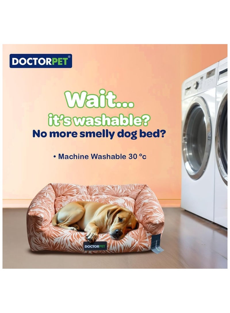 DOCTERPET Doctor Pet Makaron Series Rectangle Pet Bed Small - 60x50x19cm - Soft Washable Fabric, Reversible Cushion, Non-Slip Base - Ideal for Cats & Small Dogs - Image 4