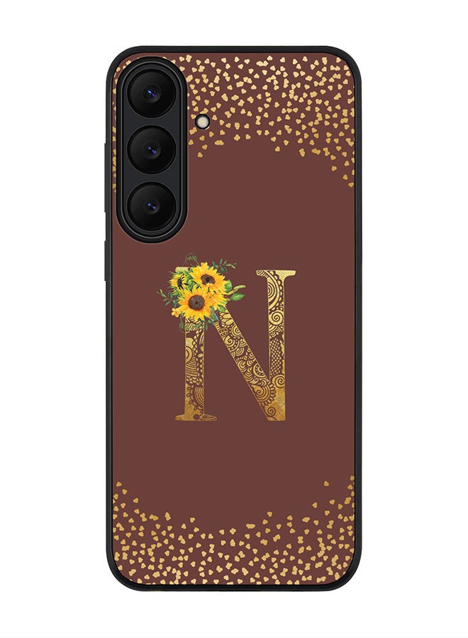 Stylizedd For Samsung Galaxy S25 FE Case,Slim fit Camera Protection, Shockproof Thin Phone cover  - Custom Floral Monogram - N  (Brown )