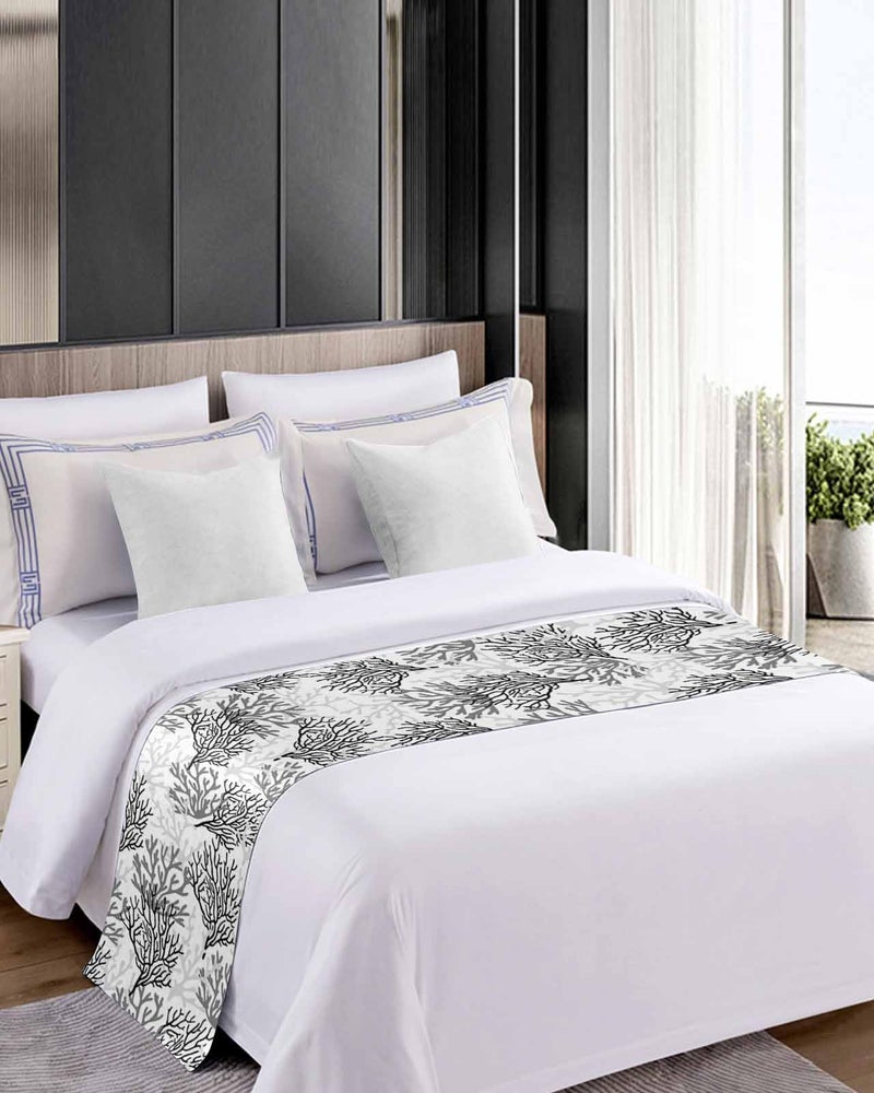 Black Gray Coral Coastal Bed Runner Queen Size 83x20 Inch Beach Bed Throw Sofa Scarf Protector - Image 5