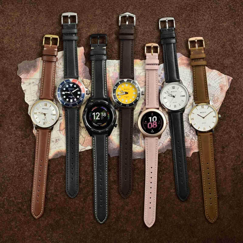 WOCCI 22mm Vintage Leather Watch Band for Men and Women, Silver Buckle (Black) - Image 5