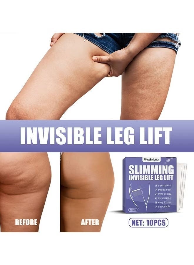 West&Month 10Pcs Thigh Lift Tape Transparent lifting Adhesive Bandage Patch for Leg Body Sagging Skin Fat Anti Chafing Ultra Thin Inner Paste Waterproof Pad Disposable Shaping Leg Lifting Stickers - Image 5