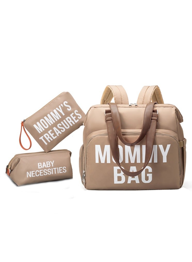 Mama Tote Bag Maternity Diaper Mommy Large Capacity Bag Women Nappy Organizer Stroller Bag Baby Care Travel Backpack Mom Gifts,Khaki - Image 1