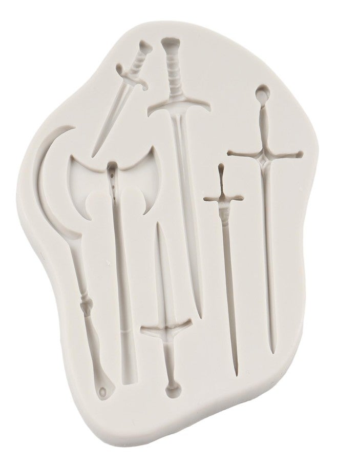 QDMOLDS Weapons Sword Silicone Mold Axe Knife Fondant Molds for Cake Decoration Cupcake Topper Chocolate Candy Sugar Craft Polymer Resin Clay Gum Paste - Image 5