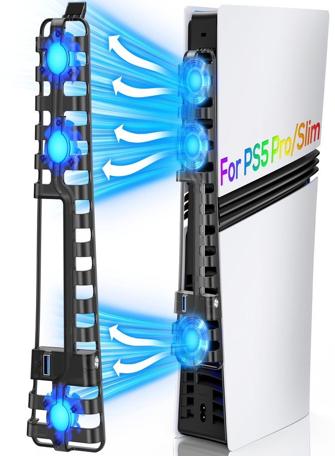 FASTSNAIL مروحة تبريد FASTSNAIL لجهاز PS5 برو/سليم، سرعة المروحة قابلة للتعديل تلقائيًا حسب درجة الحرارة، تشغيل/إيقاف تلقائي ووضع يدوي، 3 مراوح عالية السرعة ومنفذ USB 3.0 لجهاز بلاي ستيشن 5 برو/سليم - Image 1