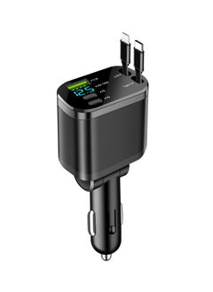 هيونداي شاحن سيارة M4 Pingguo قابل للطي + كابل ممتد من النوع C PD30W + 100W شاشة رقمية شاحن سيارة كابل قابل للسحب PD شحن فائق السرعة خمسة في واحد محول طاقة سريع للسيارة PD لهاتف iPhone Type C شاحن سيارة بلوتوث USB قابس مع iPhone وSamsung وGalaxy وHuawei وXiaomi  - Image 5