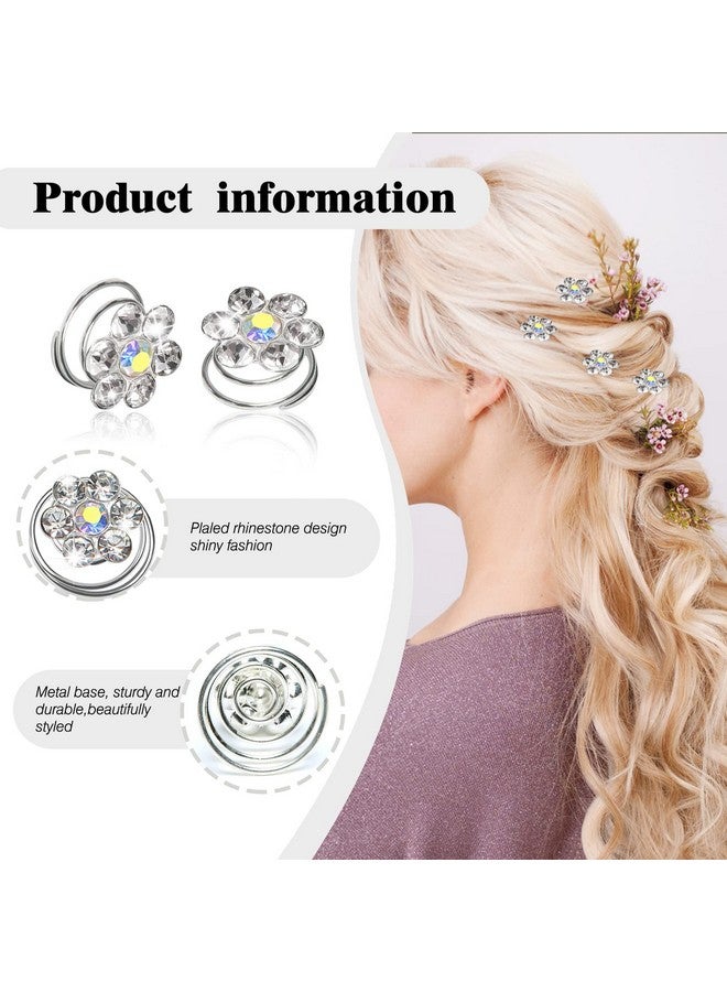 تووكسي 84 قطعة من حجر الراين كريستال أعاصير مجموعة 0.5 بوصة دبابيس شعر حلزونية دوامة الشعر يتحول لفائف فضية واضحة زهرة مقاطع الشعر اكسسوارات الشعر لحفل الزفاف حفلة موسيقية - Image 4