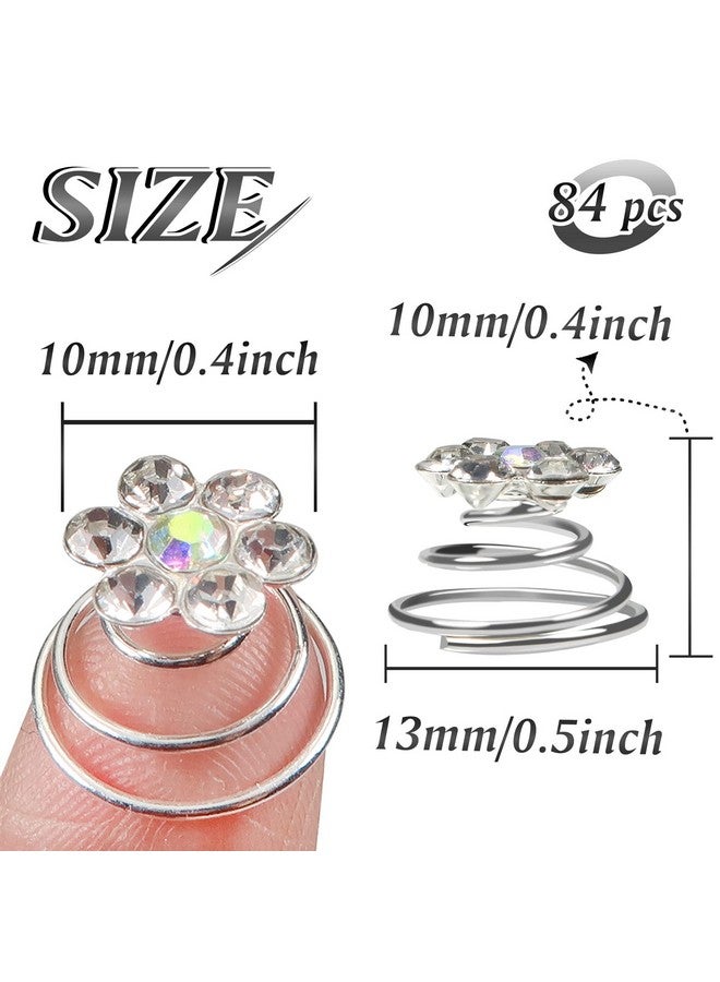 تووكسي 84 قطعة من حجر الراين كريستال أعاصير مجموعة 0.5 بوصة دبابيس شعر حلزونية دوامة الشعر يتحول لفائف فضية واضحة زهرة مقاطع الشعر اكسسوارات الشعر لحفل الزفاف حفلة موسيقية - Image 2