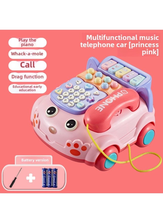 Children's Toy Simulation Telephone Landline Baby Puzzle Music Early Education 0-1-3 Years Old Boys And Girls 8 Months Old Baby-Color:5 In One Music Phone Car 【pink】 Battery Version - Image 1