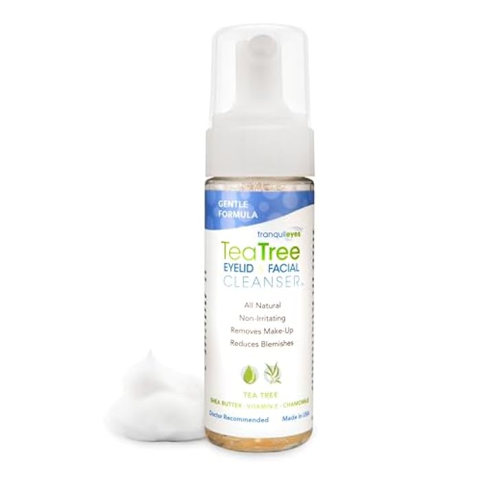 EYEECO Gentle Tea Tree Oil Foaming Facial Cleanser – 1.6oz – Non-Irritating Eyelid Cleanser & Face Wash with Tea Tree, Chamomile & Shea Butter​ - Image 1