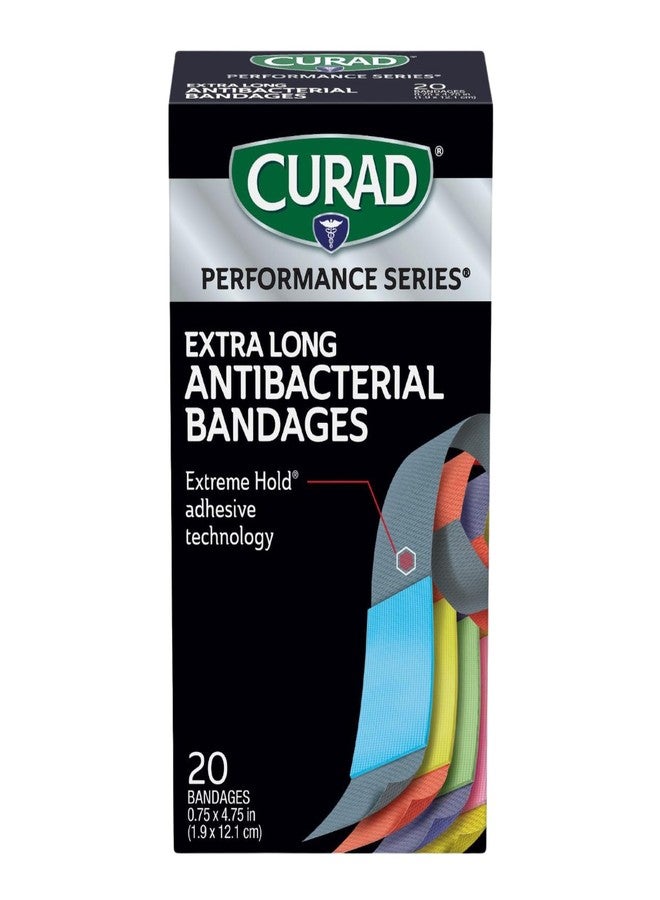 CURAD Performance Series Antibacterial Bandages, Extreme Hold Adhesive Technology, Extra Long Flexible Fabric Bandages for Cuts, Scrapes, & Burns, Assorted Colors, 0.75" x 4.75", 480 Count - Image 1