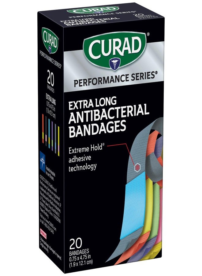 CURAD Performance Series Antibacterial Bandages, Extreme Hold Adhesive Technology, Extra Long Flexible Fabric Bandages for Cuts, Scrapes, & Burns, Assorted Colors, 0.75" x 4.75", 480 Count - Image 5