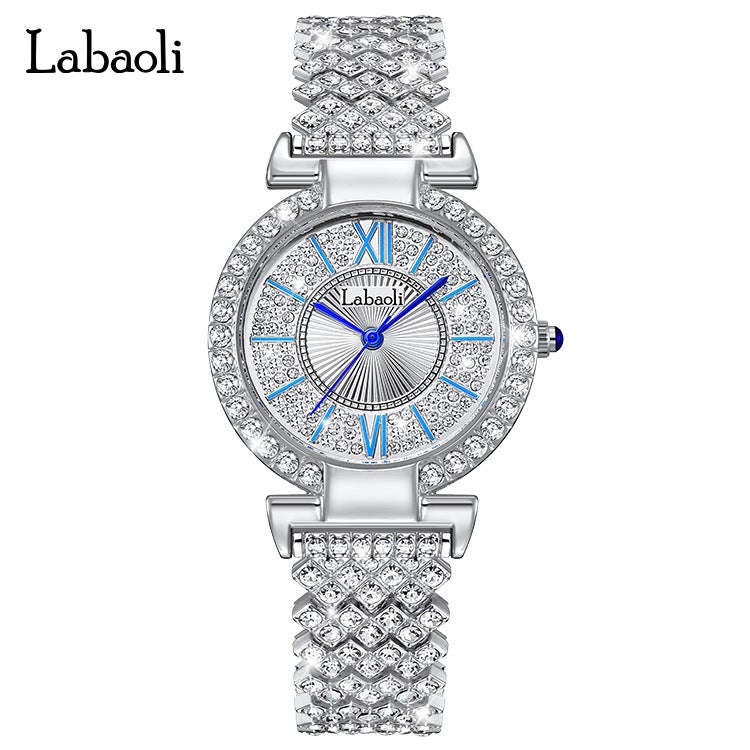 Labaoli Women's Fashion Pavé Crystal Leather Strap Waterproof Quartz Watch - Image 2