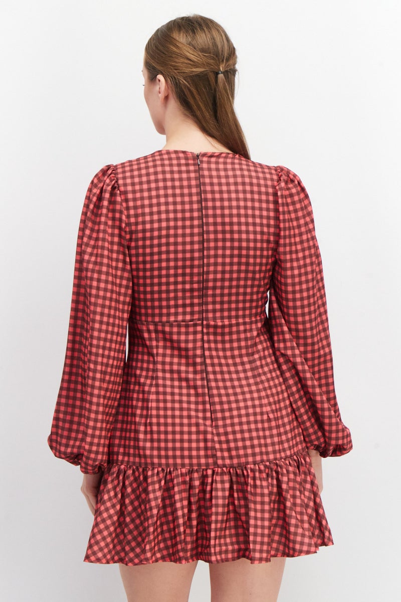 John Zack فستان ميني مزخرف على شكل حرف V للنساء، مجموعة وردية - Image 2