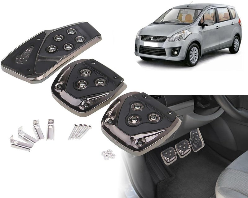 Selifaur 3 Pcs Black Non-Slip Manual Car Pedals kit Pad Covers Set for Maruti Suzuki Ertiga Type-1 - Image 1