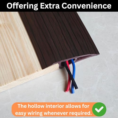 Maxiroc 1/2" to 3/5" Height Threshold Ramp - Rubber Threshold, Floor Transition Strip, Door Strip, Wheelchair Ramp, Carpet to Tile Strip (Ebony Walnut, 40 inches) - Image 5