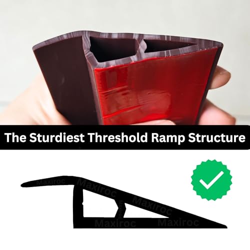 Maxiroc 1/2" to 3/5" Height Threshold Ramp - Rubber Threshold, Floor Transition Strip, Door Strip, Wheelchair Ramp, Carpet to Tile Strip (Ebony Walnut, 40 inches) - Image 3
