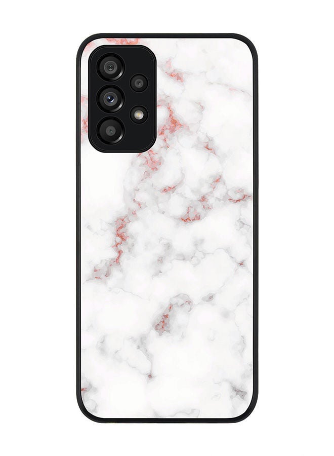 Stylizedd Rugged Black edge case for Samsung Galaxy A73 5G Slim fit Soft Case Flexible Rubber Edges Anti Drop TPU Gel Thin Cover - Marble Print Rose Grey - Image 1