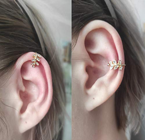 Longita Fake Earrings Ear Cuff Earrings for Women non Piercing Ear Clip On Fake Cartilage Earring Hoop Crossed Conch Helix Hoop Earrings Fake Cartilage Gold - Image 2