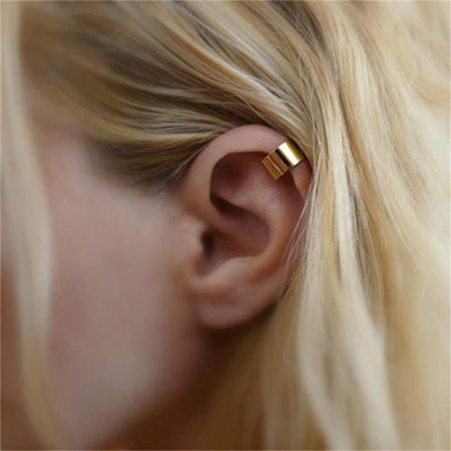 Longita Fake Earrings Ear Cuff Earrings for Women non Piercing Ear Clip On Fake Cartilage Earring Hoop Crossed Conch Helix Hoop Earrings Fake Cartilage Gold - Image 4