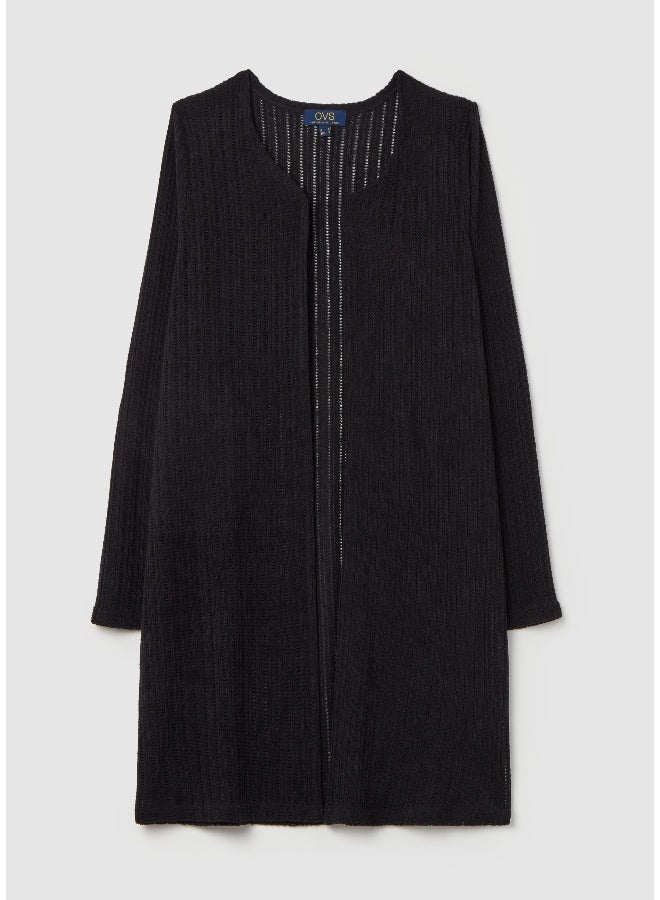 او في اس كارديجان طويل مفتوح بتصميم شبكي - Image 1