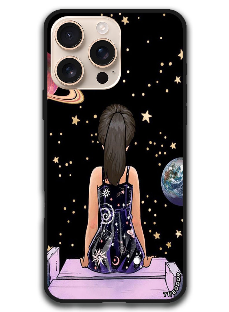 Theodor Protective Case Anti Scratch Shock Proof Bumper Cover For iPhone 16 Pro (6.3)-inch Girl Watching Star - Image 1